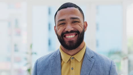 face, happy and office business man