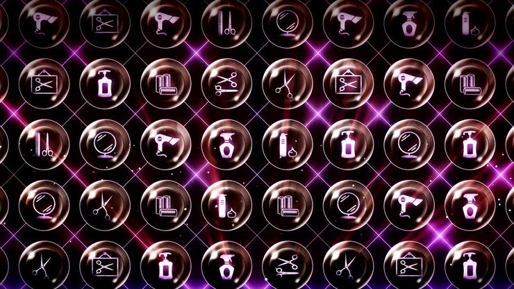 Set of Hairdresser Icons, Hair Salon Item Background, CG Loop Animation,