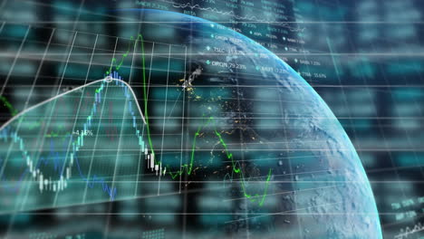 statistics and charts over earth.