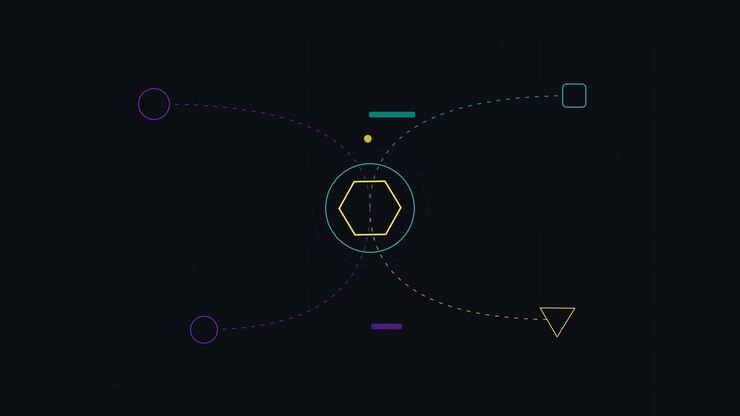 Abstract Motion Graphics Featuring Rotating Hexagon and Geometric Elements