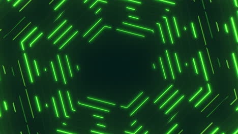 líneas de neón verde en hexágonos en degradado negro