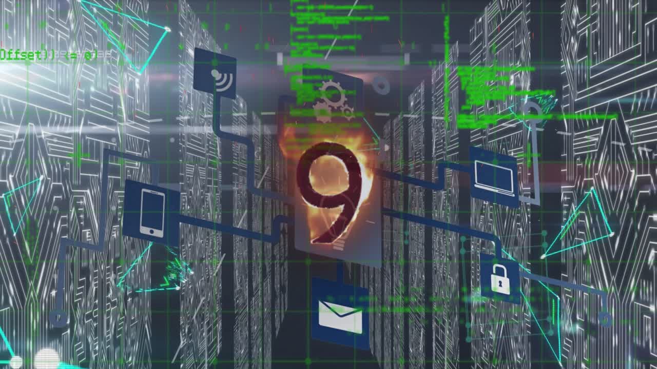 animación de la red de conexiones a través de iconos de medios