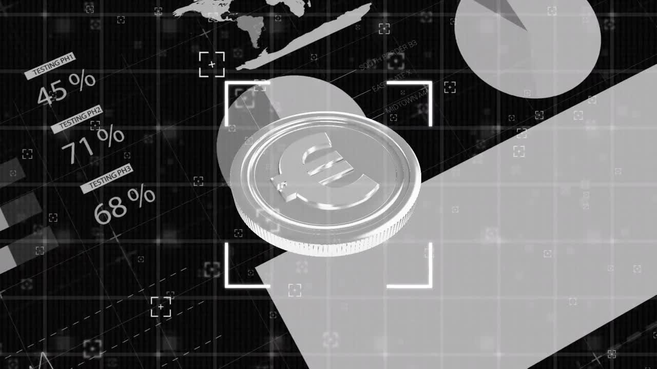 실버 유로 동전에 대한 금융 데이터 처리의 애니메이션