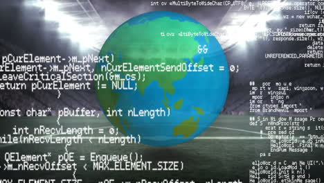 digital globe rotating in a stadium