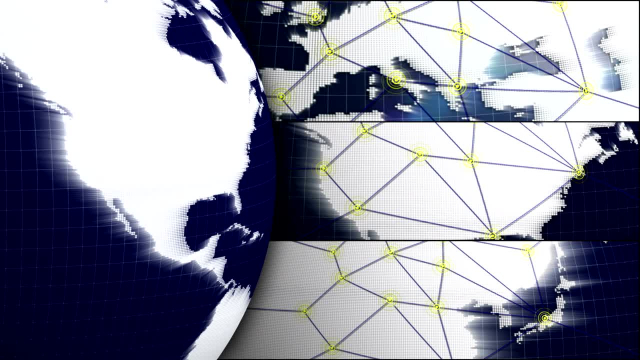 지구, 연결 네트워크 개념 애니메이션, 렌더링, 배경, 루프