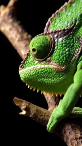 vibrant green chameleon close-up