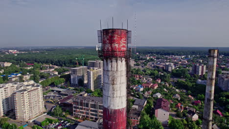 old pipe of a factory in the city