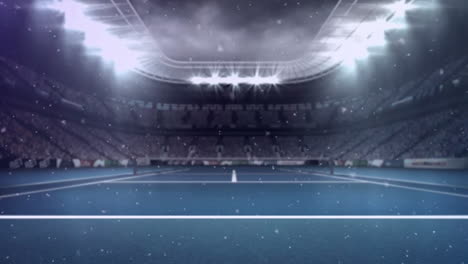 animation of snow falling over sports stadium