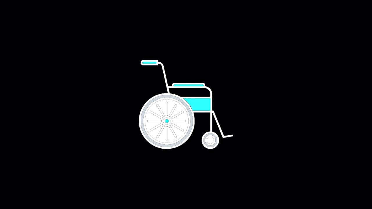 Animated Icon of a Wheelchair on a Black Background