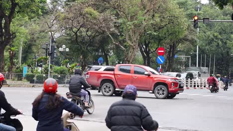 traffic flow and movement at a busy intersection