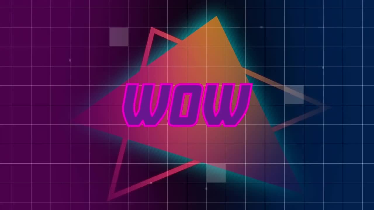 Animation of wow text over shapes