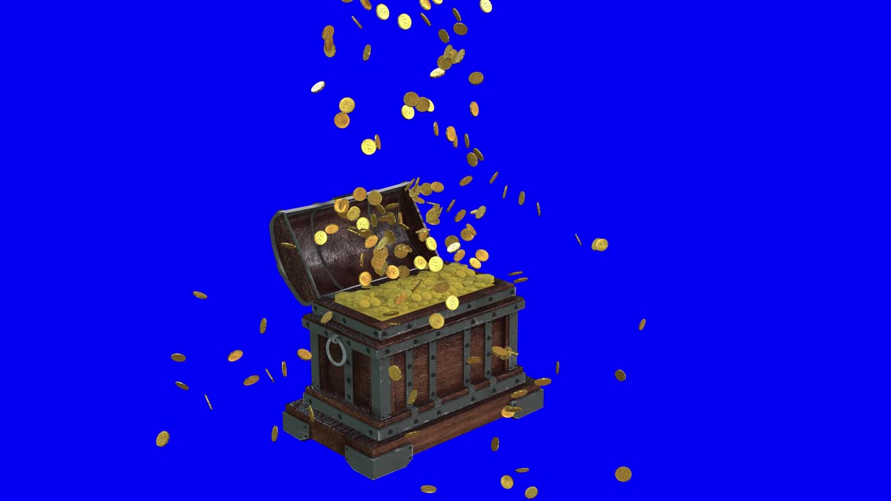 Falling Gold Coins into a Treasure Chest