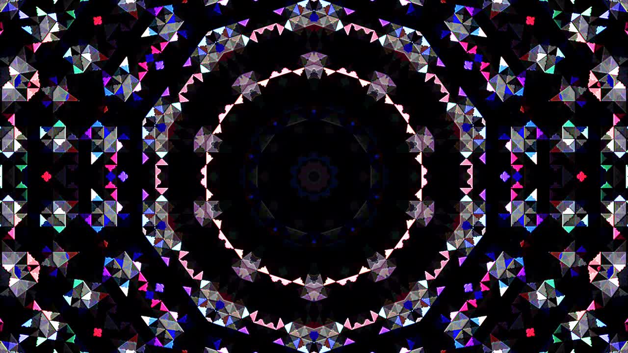 hermoso caleidoscopio abstracto que brilla, una luz radiante que regula los movimientos sutiles