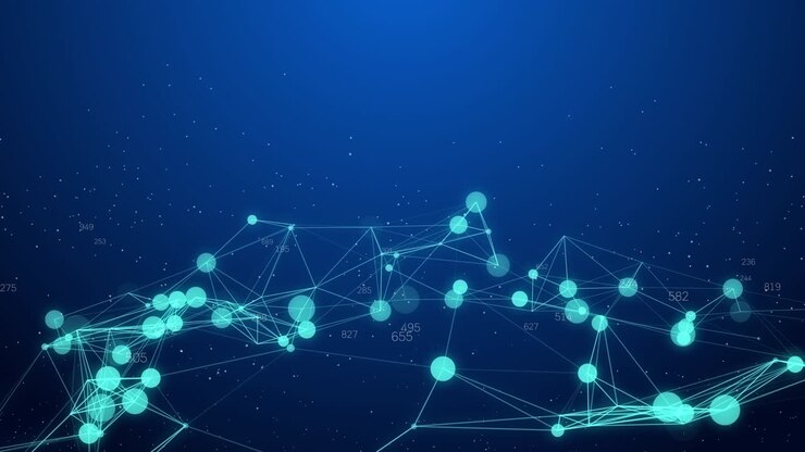 Abstract Network connection concept creative motion graphic background with code running