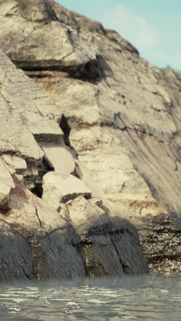 rocky cliff face with water