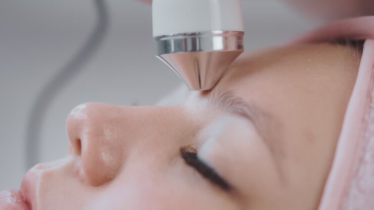 Woman receiving a facial treatment