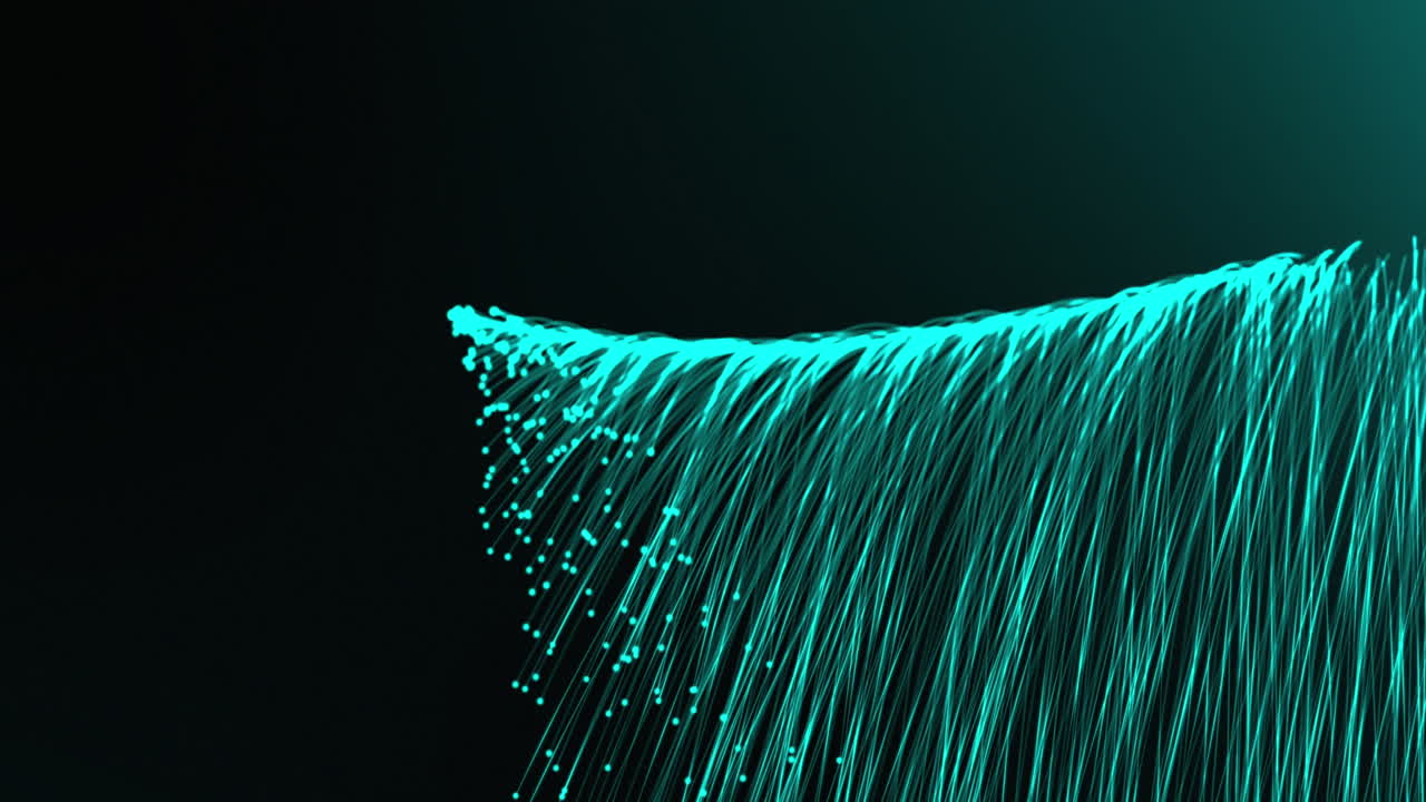 Animazione di scie luminose verdi e brillanti che si muovono su sfondo verde scuro