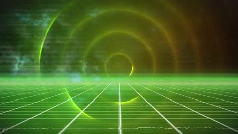 animation of glowing circles in green space