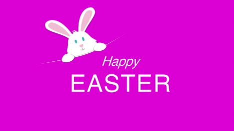 feliz texto de pascua y conejo sobre fondo rosa 1
