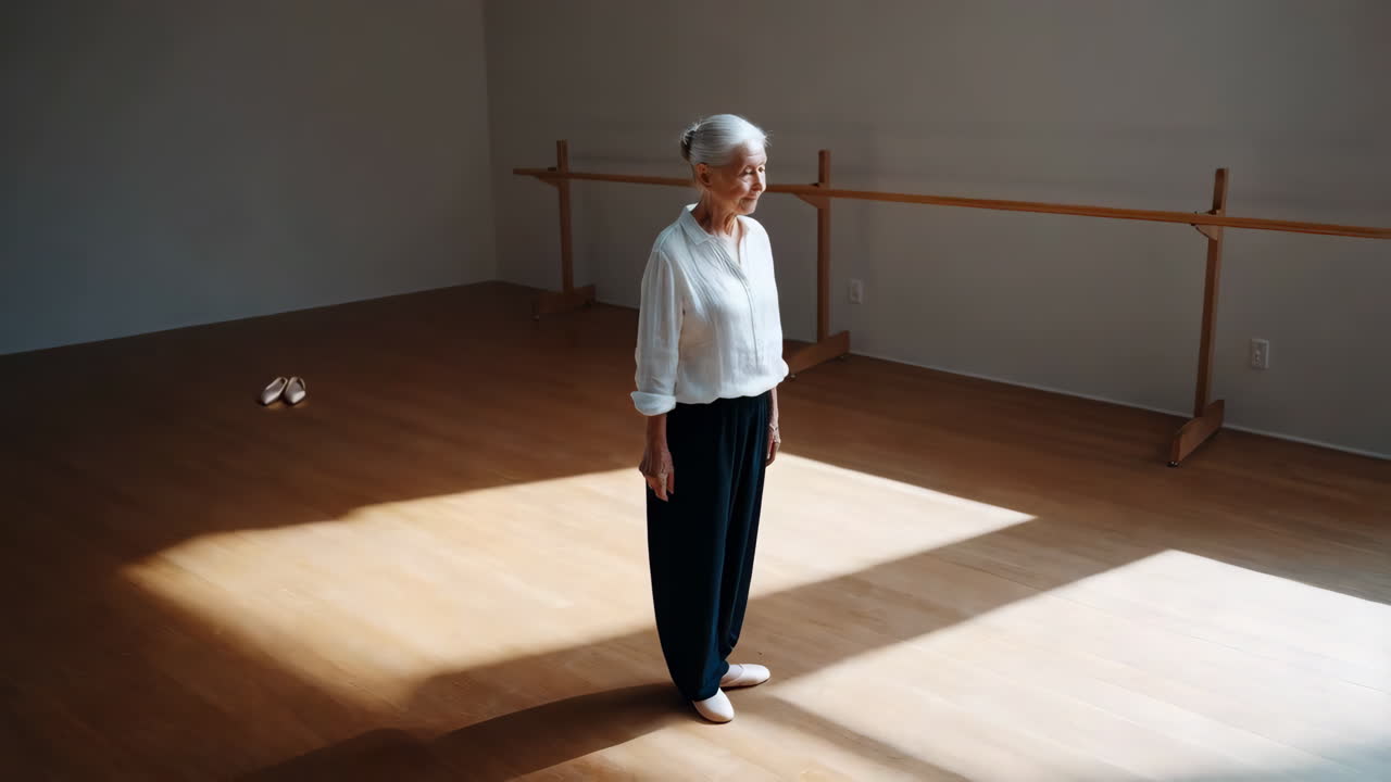 Senior Ballerina in a Dance Studio