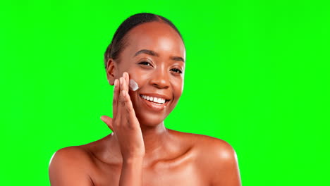 Black-woman,-beauty-and-cream-on-face-with-green