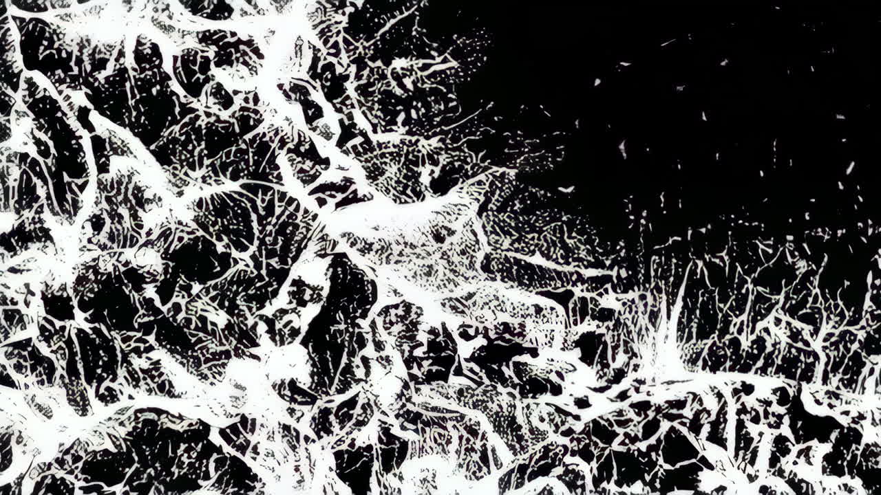 Abstract White Paint Splatters on Black Background