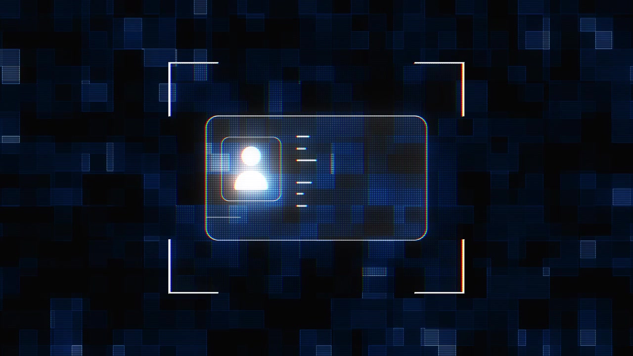 Electronic profile card passes through a digital scanning interface targeting corners verification
