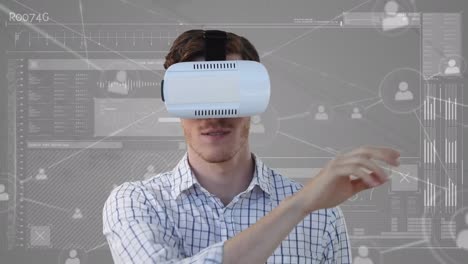 Animation-of-businessman-wearing-vr-headset-and-network-of-connections-over-data-processing