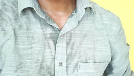 man sweating in a shirt