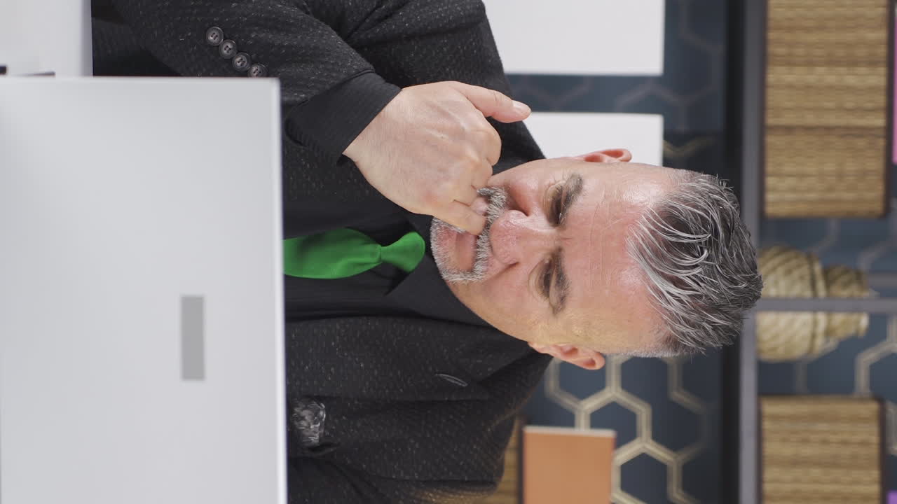 손 ⁇ 을  ⁇ 는 사업가의 수직 비디오.