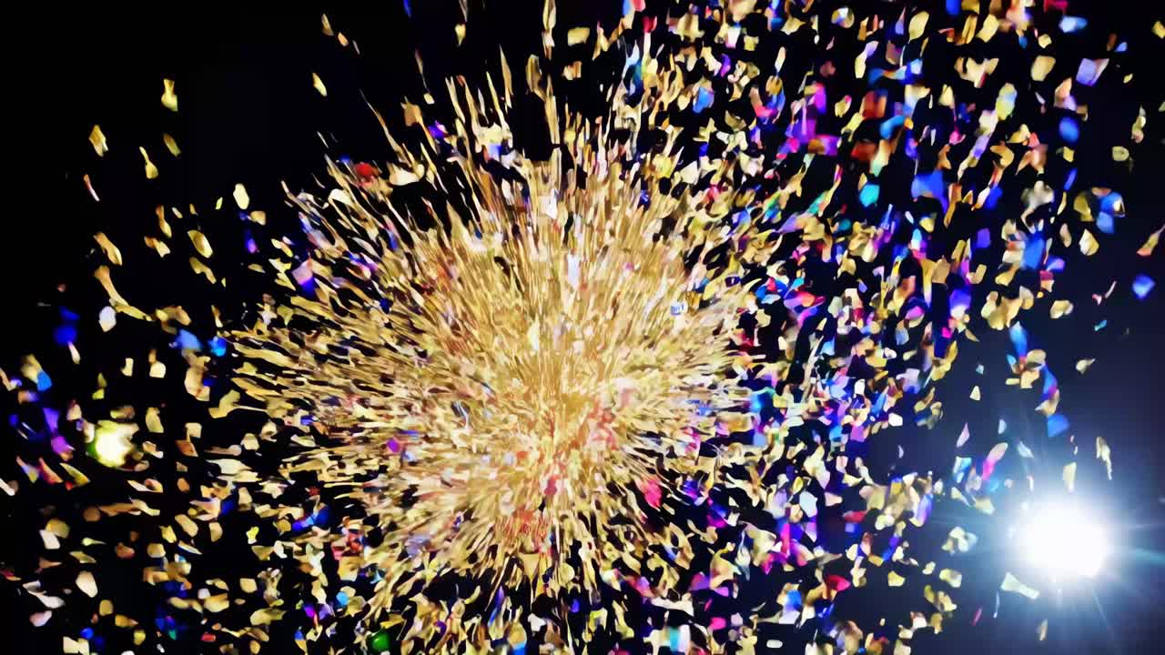 confete colorido caindo em fundo preto