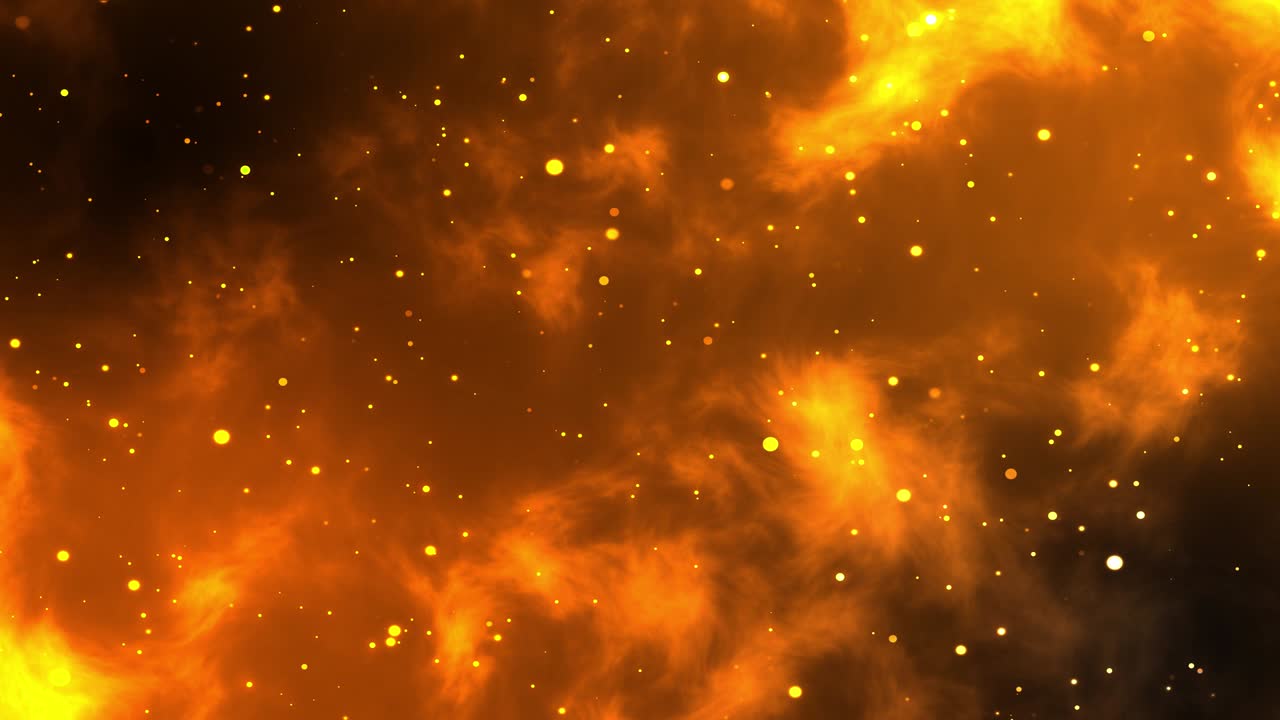 fondo abstracto de fuego cielo humo estrellas en movimiento, partículas parpadeantes.