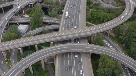 drone shot lowering over spaghetti junction