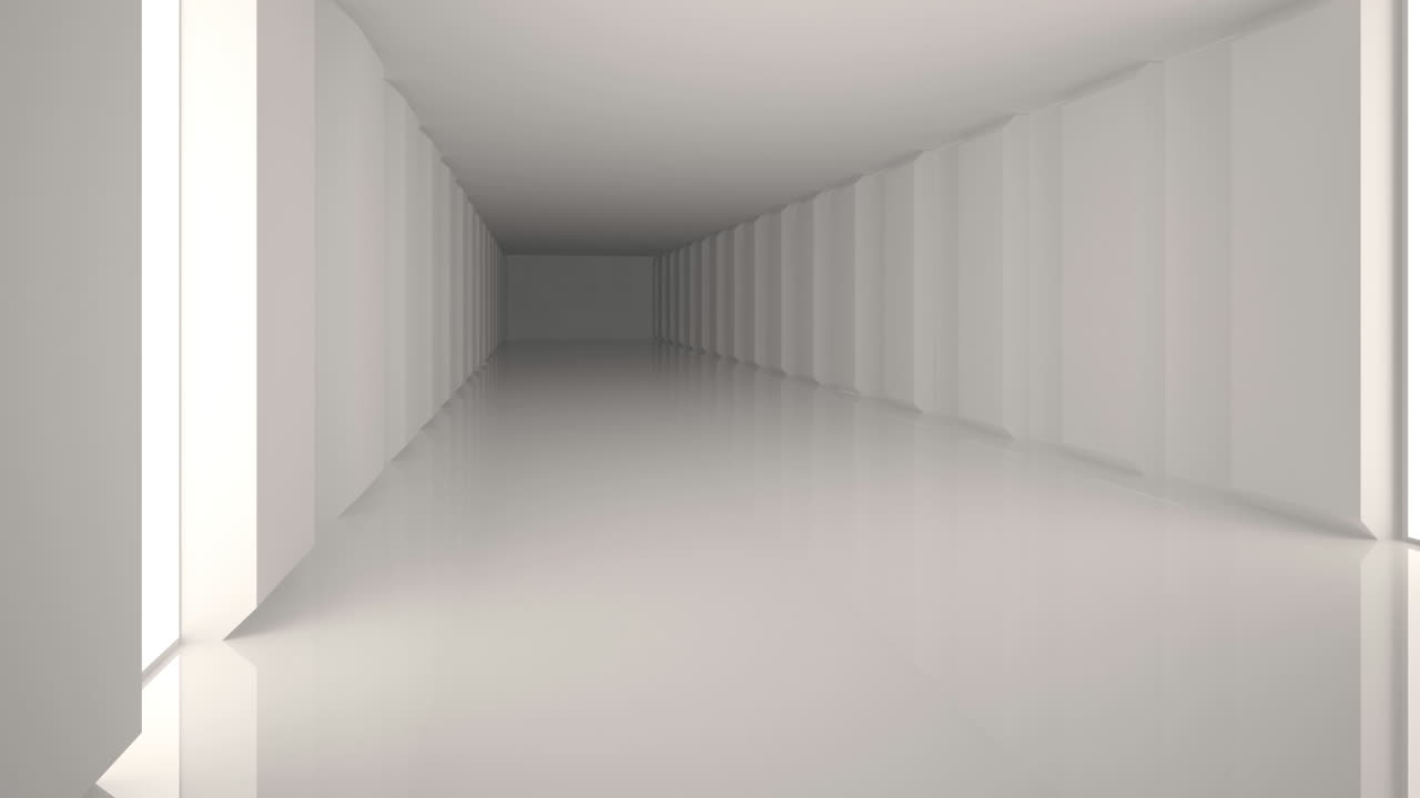 анимация зеленого светящегося шестиугольника над белыми современными интерьерами