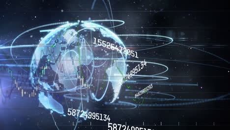 animación del globo con procesamiento de datos sobre fondo negro