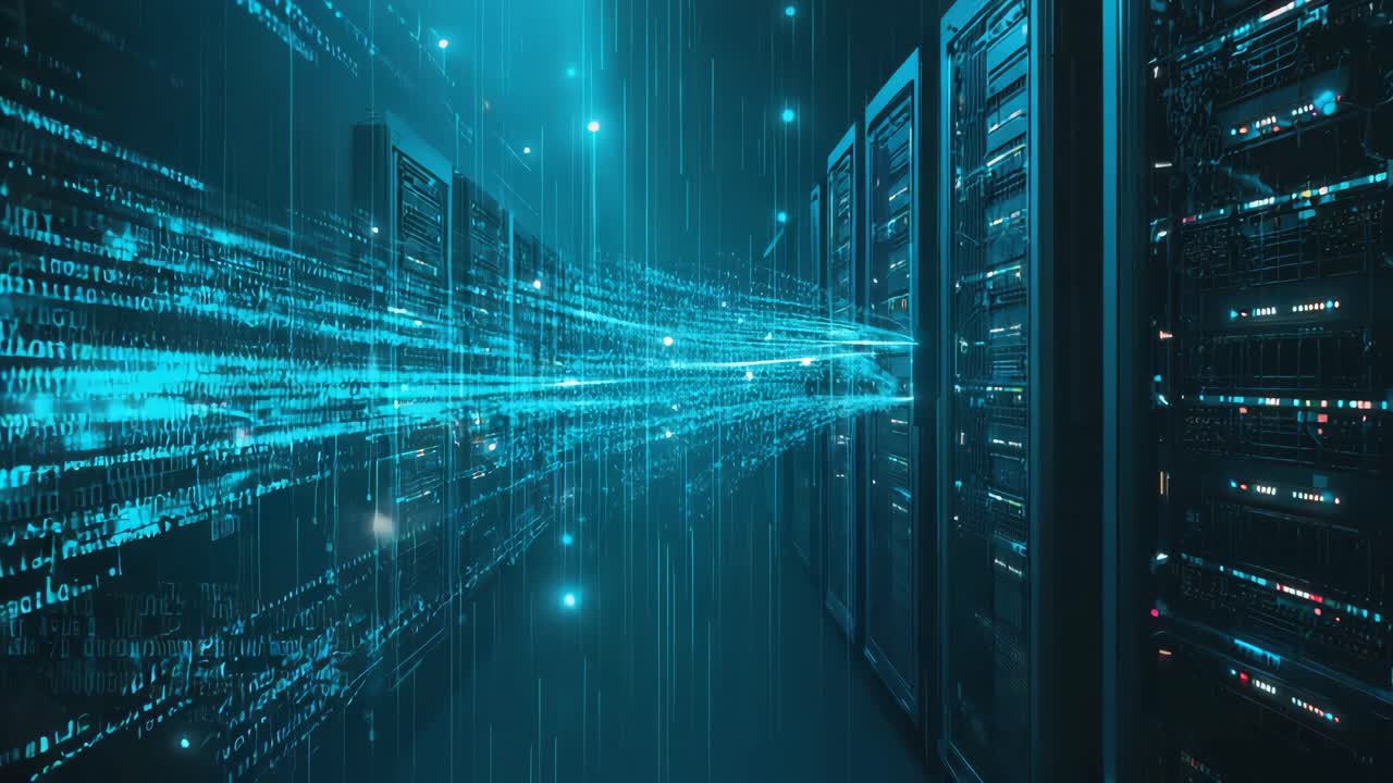 Digital Data Flow in a High-Tech Server Room