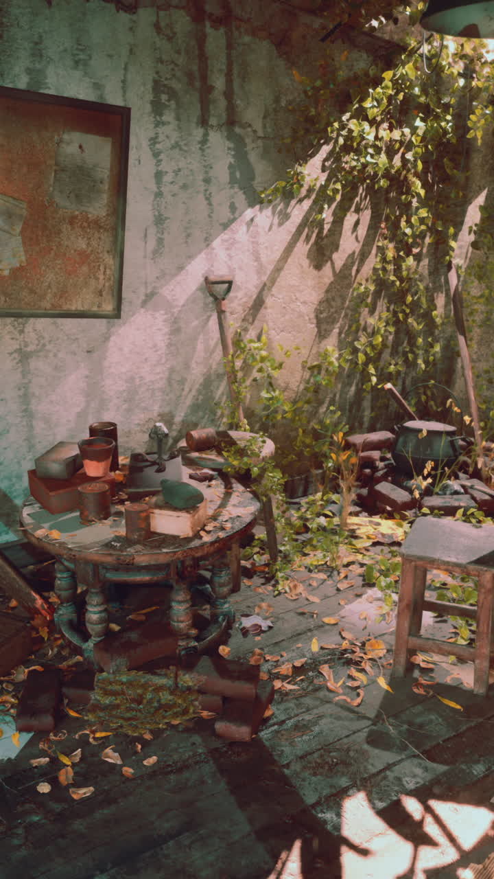 초록색 버려진 방