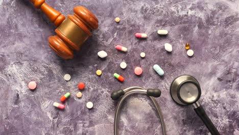 gavel, stethoscope, and pills: law and medicine