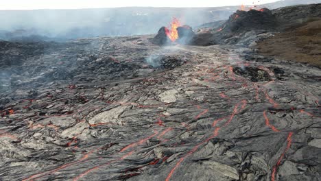 aerial view of a volcanic eruption