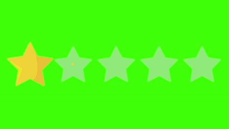 3 three yellow stars rating icon on green screen