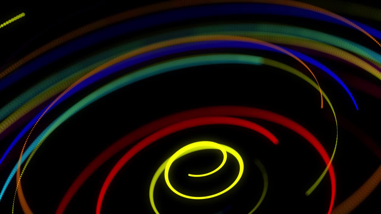 estilo creativo fondo abstracto en 4k. líneas de color girando en espiral volar a lo largo de la ruta giratoria. diseño de movimiento bg de partículas que dan forma a líneas, hélice y estructuras abstractas. render 3d