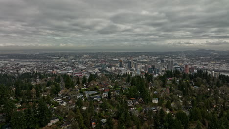 portland oregon aerial v119 drone flyover southwest hills neighborhoods towards downtown capturing urban cityscape and interstate highway route across the city - shot with mavic 3 cine - august 2022