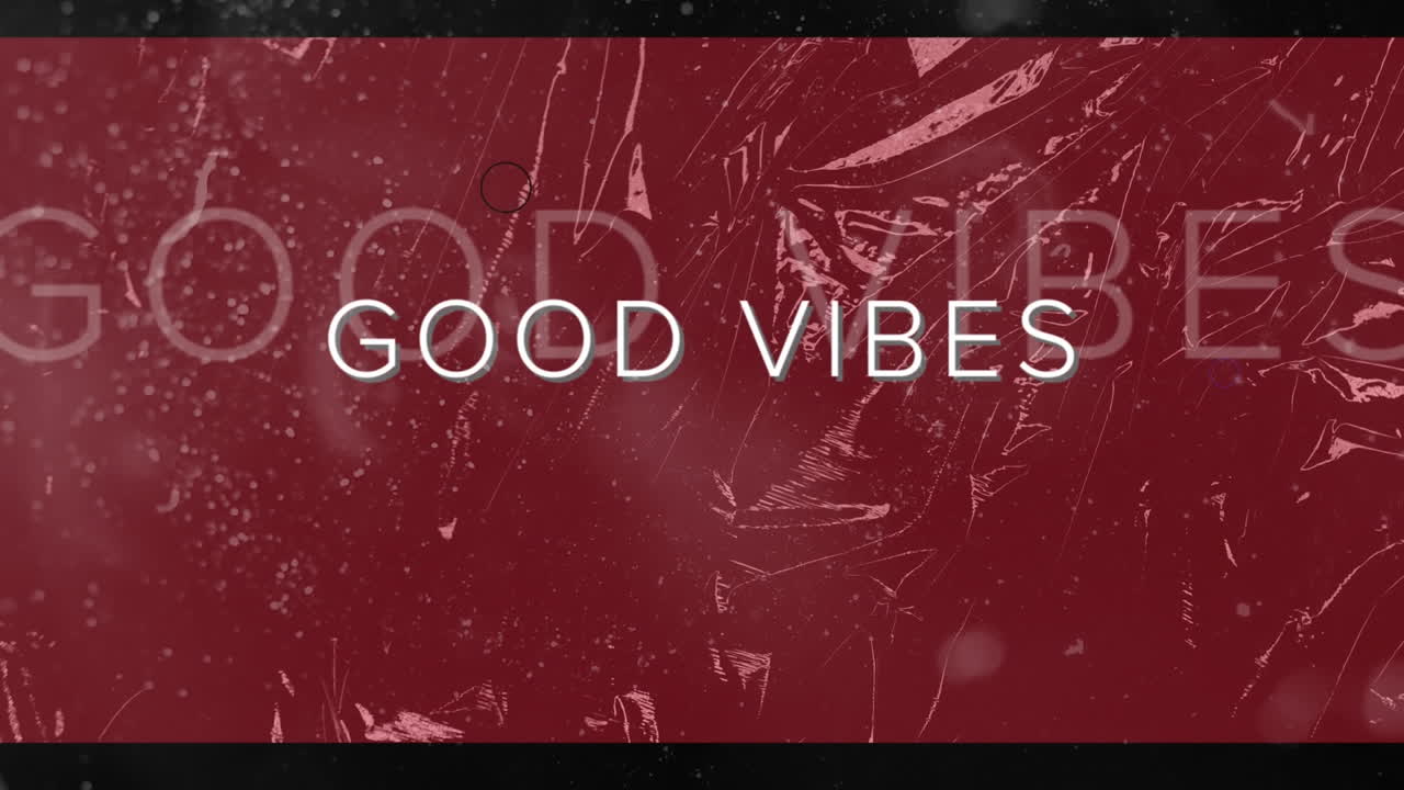 animación de múltiples círculos sobre buenas vibraciones texto contra la nieve en fondo negro