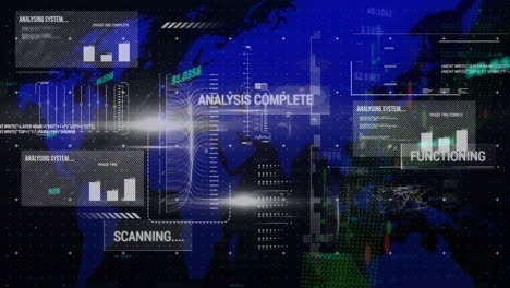animation of statistics and data processing over world map