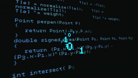 animation of binary coding over data processing