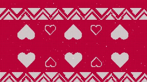 Animation-of-hearts-pattern-on-red-background