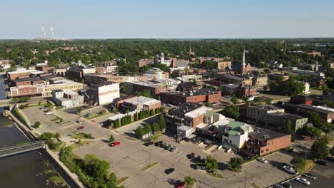 township of small town of monroe in michigan, usa, aerial view