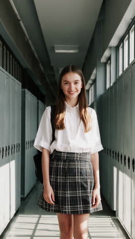 estudiante en el pasillo de la escuela