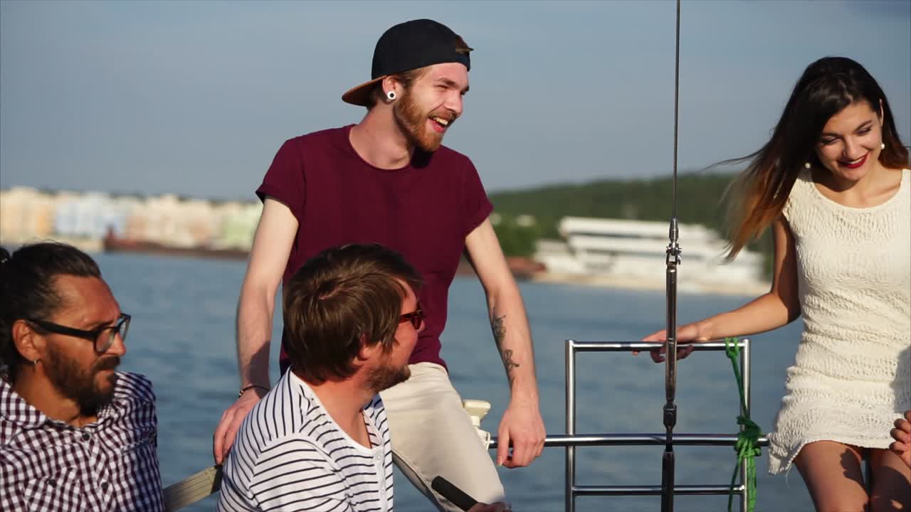 Friends enjoying a day on a yacht