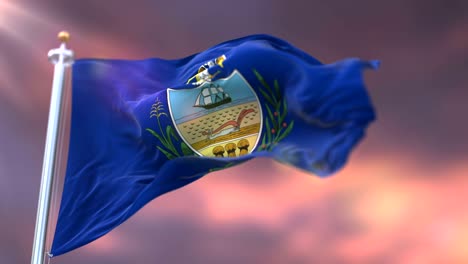 flag of allegheny at sunset, county of pennsylvania, in united states - loop